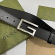 Alta gamma replica Gucci Cintura reversibile con fibbia G Square 626974 Nero Argento