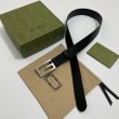 Alta gamma replica Gucci Cintura reversibile con fibbia G Square 626974 Nero Argento