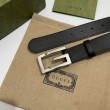Alta gamma replica Gucci Cintura reversibile con fibbia G Square 626974 Nero Argento