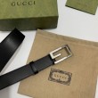 Alta gamma replica Gucci Cintura reversibile con fibbia G Square 626974 Nero Argento