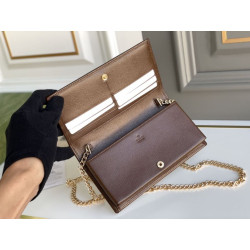 Qualità superiore replica Portafoglio Gucci Horsebit 1955 con catena 621892 Caffè