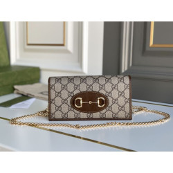 Qualità superiore replica Portafoglio Gucci Horsebit 1955 con catena 621892 Caffè
