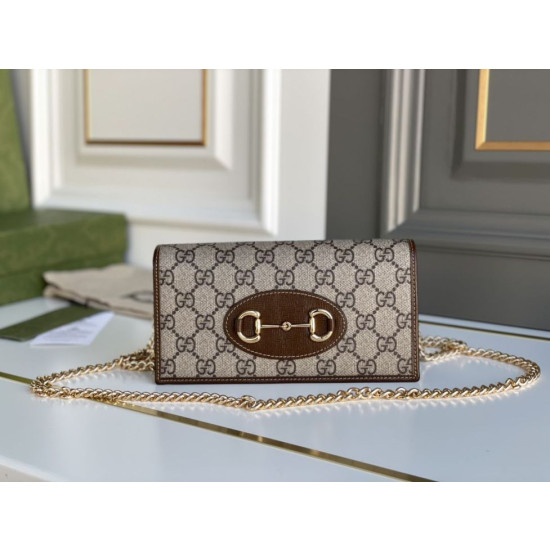 Qualità superiore replica Portafoglio Gucci Horsebit 1955 con catena 621892 Caffè Qualità superiore replica Portafoglio Gucci Horsebit 1955 con catena 621892 Caffè