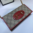 Portafoglio Gucci Horsebit 1955 con catena 621892 Rosso Portafoglio Gucci Horsebit 1955 con catena 621892 Rosso