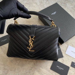 YSL Saint Laurent Borse Firmate Replica a tracolla media con busta Kate Chain Mix Matelasse Black Gold