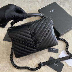 YSL Saint Laurent Borse Firmate Replica a tracolla media con busta Kate Chain Mix Matelasse Nero