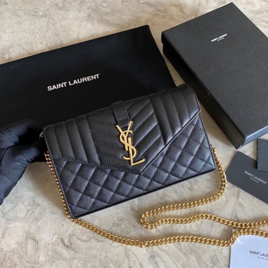 Qualità superiore replica YSL Saint Laurent Portafoglio Woc con catena a busta monogramma Bianco