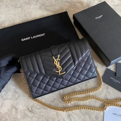 Qualità superiore replica YSL Saint Laurent Portafoglio Woc con catena a busta monogramma Bianco