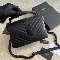 YSL Saint Laurent Borse Firmate Replica a tracolla media con busta Kate Chain Mix Matelasse Nero