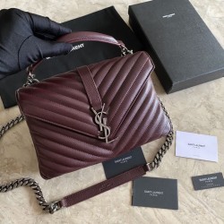 Dettagli perfetti YSL Saint Laurent Bora Pari all'originale replica a tracolla media con busta Kate Chain Mix Matelasse Maroon