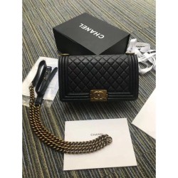Replica Alta Qualità Boy Flap Borse in vitello stampato A67086 Black Bronze Hardware