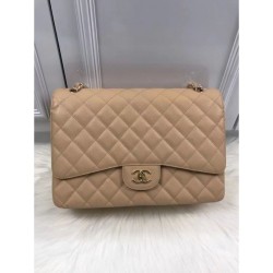 Classic Jumbo Maxi Flap Borse A58601 in pelle caviale Albicocca