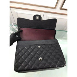 Classic Jumbo Maxi Flap Borse A58601 Pelle di caviale nera