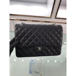 Classic Jumbo Maxi Flap Borse A58601 Pelle di caviale nera