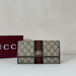 Replica qualità specchio Portafoglio continentale Gucci Ophidia 838485 marrone