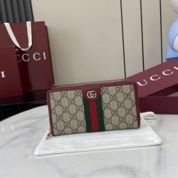 Replica qualità specchio Alta gamma replica Portafoglio Gucci Ophidia con cerniera 838484 rosso
