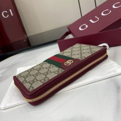 Replica qualità specchio Alta gamma replica Portafoglio Gucci Ophidia con cerniera 838484 rosso