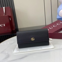 Replica qualità specchio Pari all'originale replica Portafoglio Gucci GG Marmont bicolore con cerniera 456117 nero