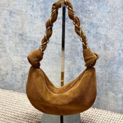 Replica qualità specchio Borsa hobo YSL Saint Laurent Amalia pelle scamosciata caramello