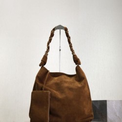 Replica qualità specchio Borsa a tracolla Amalia YSL Saint Laurent scamosciata decorata marrone
