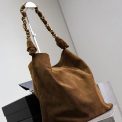 Replica Borsa a tracolla Amalia YSL Saint Laurent scamosciata decorata marrone Imitazioni Replica qualità specchio Borsa a tracolla Amalia YSL Saint Laurent scamosciata decorata marrone