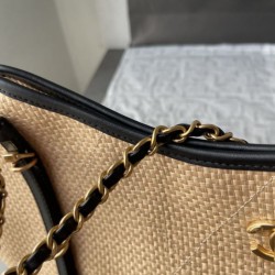 Replica Borse Chanel Maxi Shopping Tote Piccola/Grande AS5463 Rafia/Vitello Marrone/Nero Imitazioni Replica qualità specchio Borse Chanel Maxi Shopping Tote Piccola/Grande AS5463 Rafia/Vitello Marrone/Nero