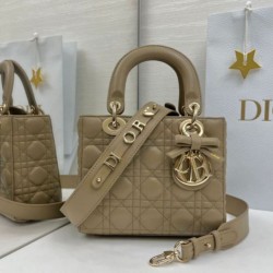 Replica qualità specchio Borse Dior Lady Dior My ABC Dior piccola Arco ciondolo D.I.O.R. in metallo Grigio talpa