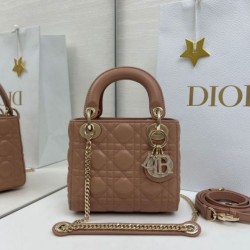 Replica qualità specchio Borse Dior Mini Lady Dior Arco con ciondoli D.I.O.R  Rosa cipria