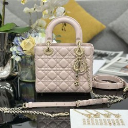 Replica qualità specchio Perfetta Dior piccola Lady Dior My ABCDior con ciondolo D.I.O.R agnello cannage Rosa