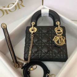 Replica qualità specchio Qualità superiore replica Mini Lady Dior con cuciture cannage nero