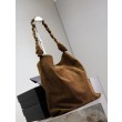 Borsa a tracolla Amalia YSL Saint Laurent scamosciata decorata marrone