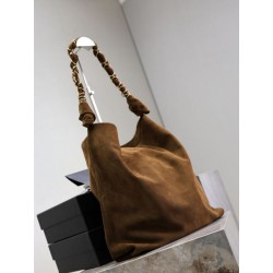 Borsa a tracolla Amalia YSL Saint Laurent scamosciata decorata marrone
