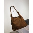 Borsa a tracolla Amalia YSL Saint Laurent scamosciata decorata marrone