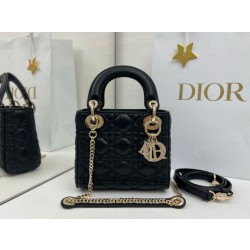 Borsa Dior Mini Lady Dior Arco con ciondoli D.I.O.R  neri hardware dorato