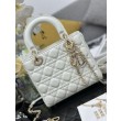 Borsa Dior piccola Lady Dior My ABCDior con ciondolo D.I.O.R agnello cannage bianco