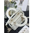 Borsa Dior piccola Lady Dior My ABCDior con ciondolo D.I.O.R agnello cannage bianco