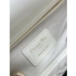 Borsa Dior piccola Lady Dior My ABCDior con ciondolo D.I.O.R agnello cannage bianco