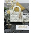 Borsa Dior piccola Lady Dior My ABCDior con ciondolo D.I.O.R agnello cannage bianco