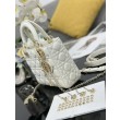 Borsa Dior piccola Lady Dior My ABCDior con ciondolo D.I.O.R agnello cannage bianco