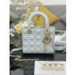 Borsa Dior piccola Lady Dior My ABCDior con ciondolo D.I.O.R agnello cannage blu