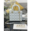 Borsa Dior piccola Lady Dior My ABCDior con ciondolo D.I.O.R agnello cannage blu