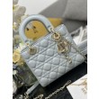 Borsa Dior piccola Lady Dior My ABCDior con ciondolo D.I.O.R agnello cannage blu