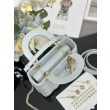 Borsa Dior piccola Lady Dior My ABCDior con ciondolo D.I.O.R agnello cannage blu