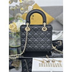 Borse Imitazioni Dior piccola Lady Dior My ABCDior con ciondolo D.I.O.R agnello cannage Nero