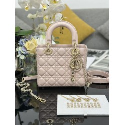 Replica Perfetta Dior piccola Lady Dior My ABCDior con ciondolo D.I.O.R agnello cannage Rosa
