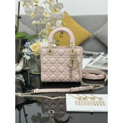 Replica Perfetta Dior piccola Lady Dior My ABCDior con ciondolo D.I.O.R agnello cannage Rosa