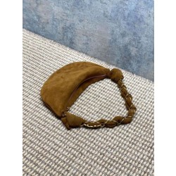 Borsa hobo YSL Saint Laurent Amalia pelle scamosciata caramello