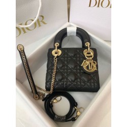 Qualità superiore replica Mini Lady Dior con cuciture cannage nero