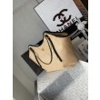 Borse Chanel Maxi Shopping Tote Piccola/Grande AS5463 Rafia/Vitello Marrone/Nero