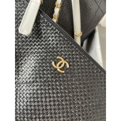 Borse Chanel Maxi Shopping Tote Piccola/Grande AS5463 Rafia/Vitello Nero/Bianco